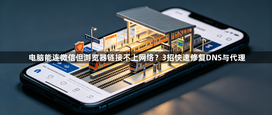 电脑能连微信但浏览器链接不上网络?3招快速修复DNS与代理1